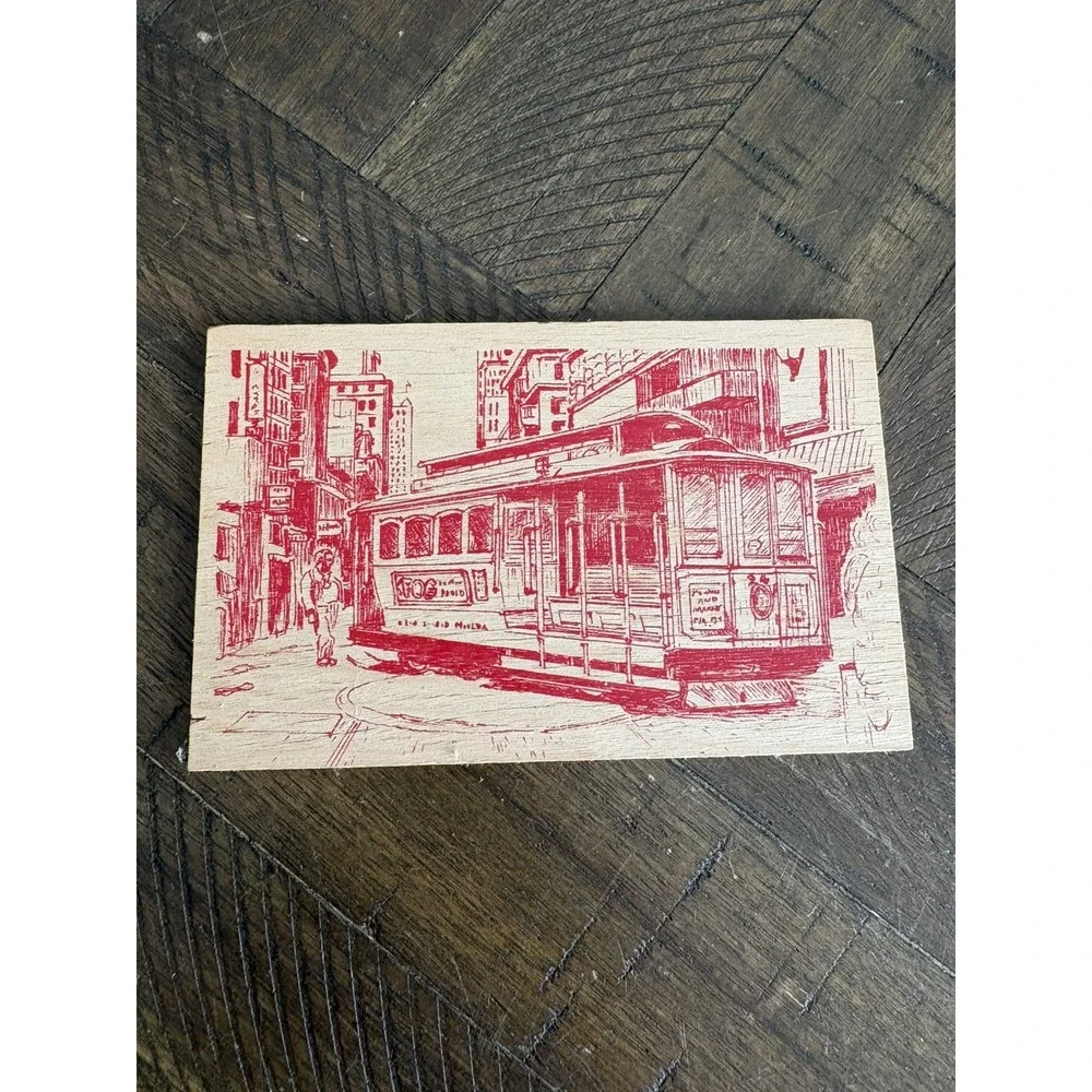 VTG Das Essenhaus Indiana Trolley Car Train Wooden Postcard Unposted Vandercraft